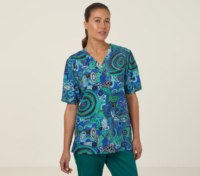 Polyester Print Warlu Scrub Top - CATRFR