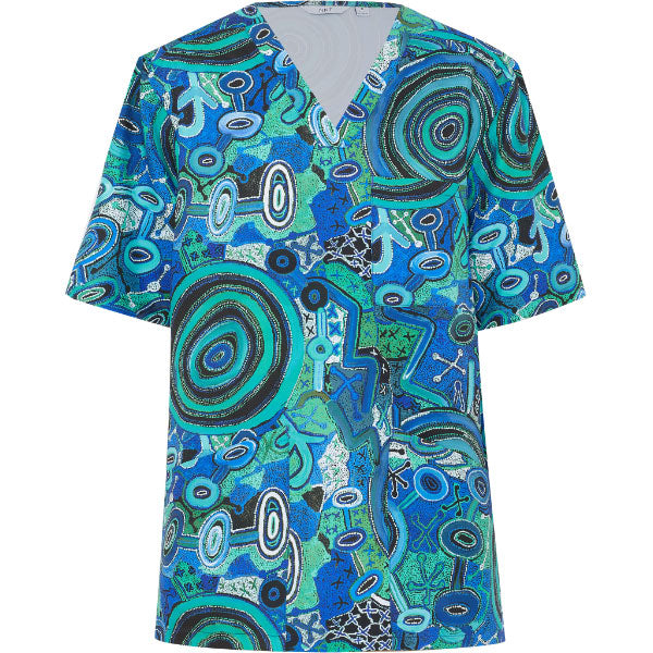 Polyester Print Warlu Scrub Top - CATRFR