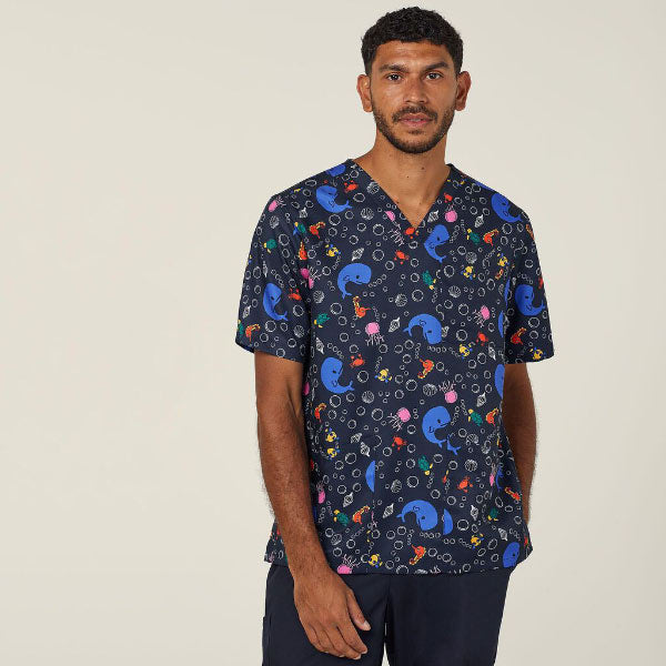 Polyester Print Under Sea Scrub Top - CATRFW