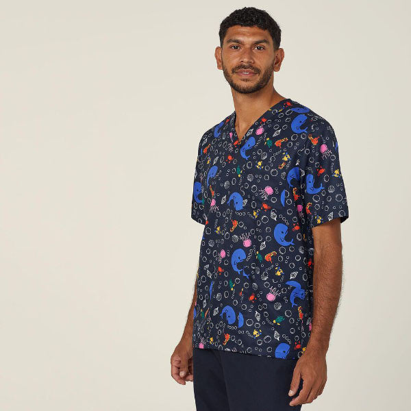 Polyester Print Under Sea Scrub Top - CATRFW