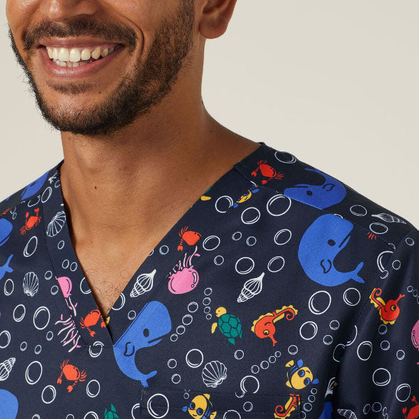 Polyester Print Under Sea Scrub Top - CATRFW