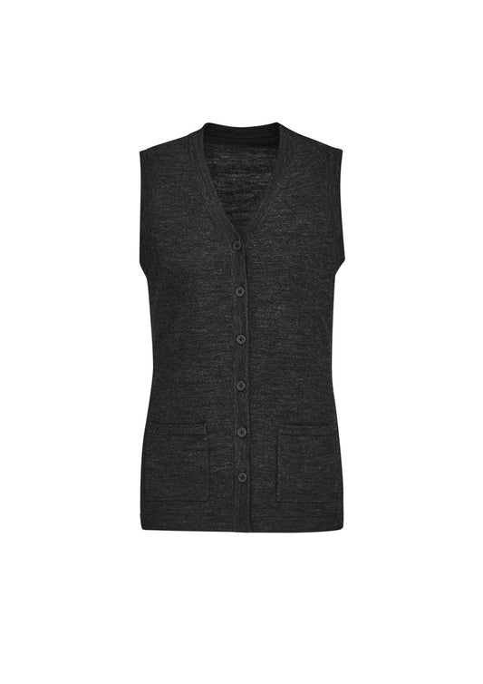 Biz Care Women's Knit Button Front Knit Vest - CK961LV