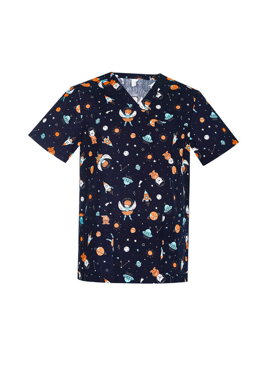 Biz Care Space Party Men's Scrub Top - CST148MS