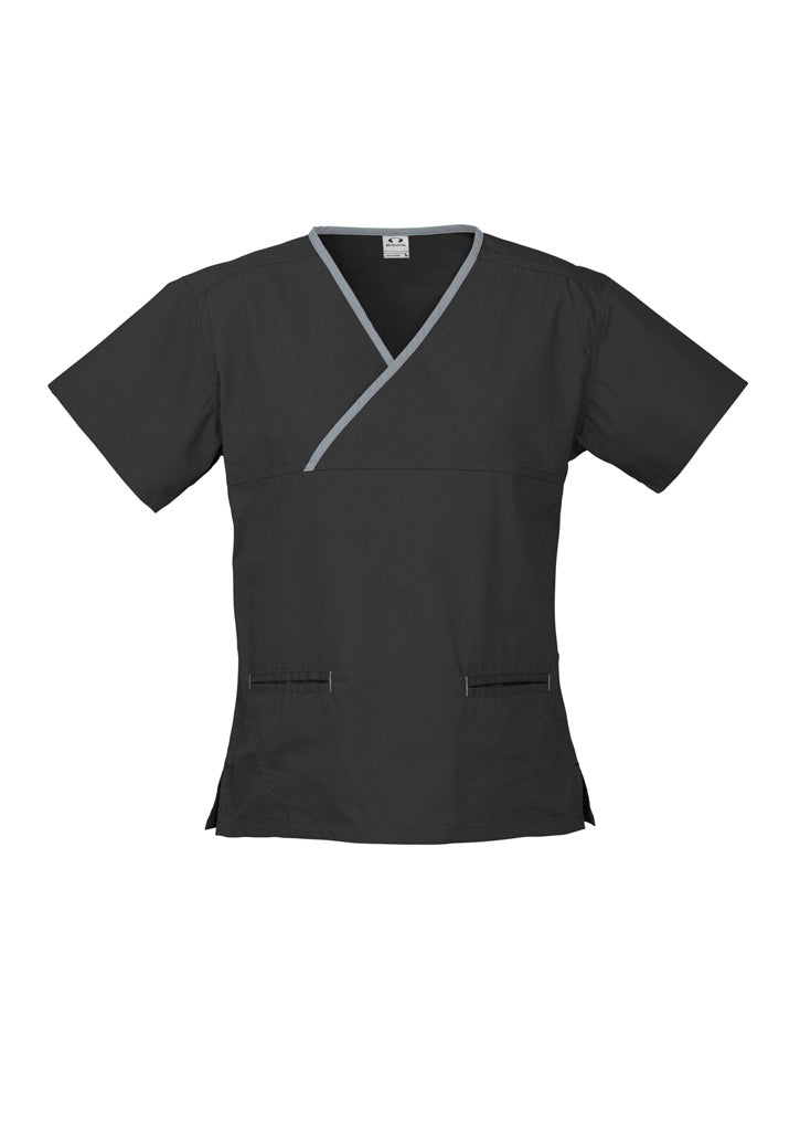 Womens Contrast Crossover Scrub Top - H10722