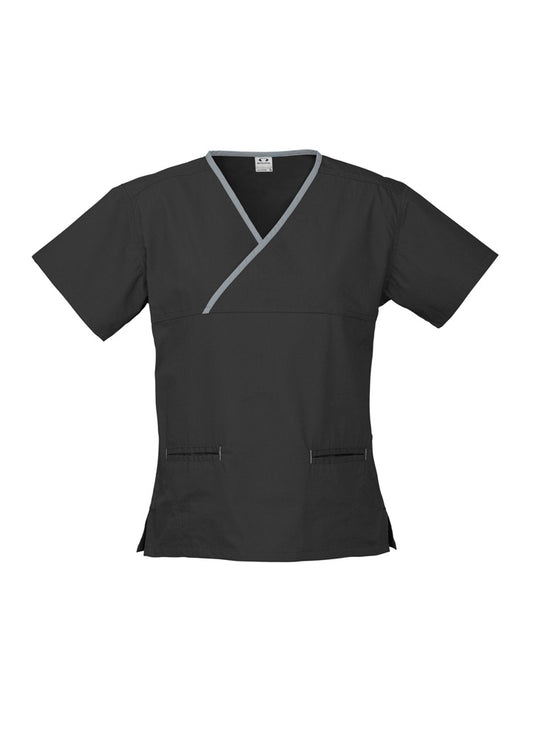 Biz Care Contrast Crossover Women's Scrub Top - H10722