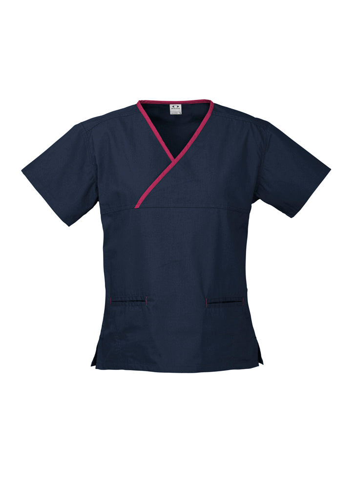 Womens Contrast Crossover Scrub Top - H10722