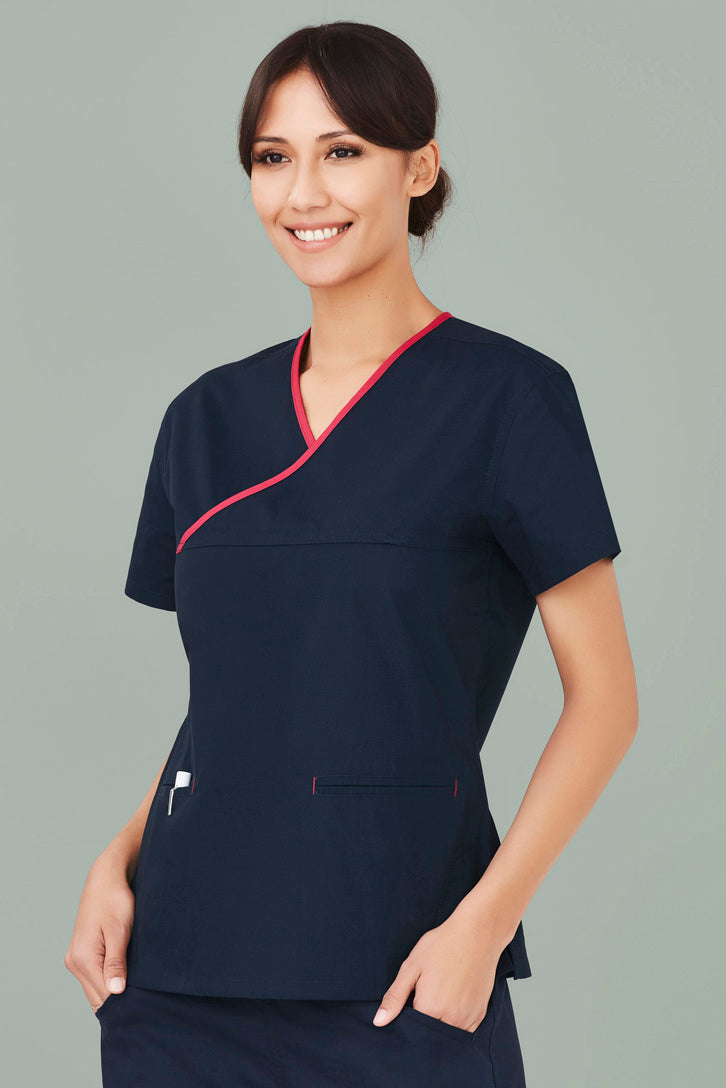 Womens Contrast Crossover Scrub Top - H10722