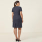 Sharkskin Short Sleeve Detail Dress Charcoal/Black - CAT6BE