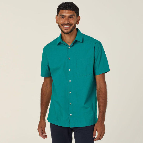Poly Cotton End On End Textured Mens Short Sleeve Shirt - CATJB7