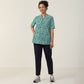 Anti-Bacterial Polyester Petal Print Short Sleeve Tunic - CATUHU