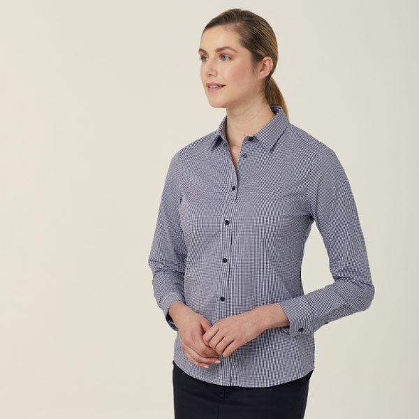 Womens Avignon Gingham Check Long Sleeve Slim Fit Shirt - CATUKS