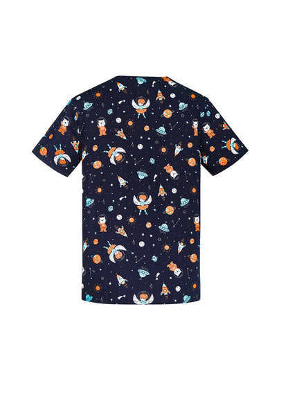 Biz Care Space Party Men's Scrub Top - CST148MS