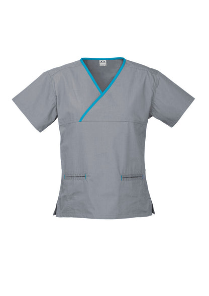 Biz Care Contrast Crossover Women's Scrub Top - H10722