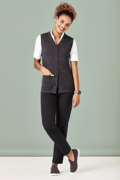 Biz Care Women's Knit Button Front Knit Vest - CK961LV