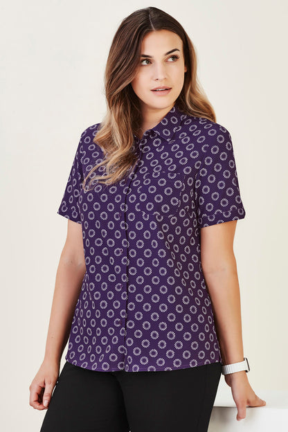 Biz Care Florence Women's Daisy Print Short Sleeve Shirt - CS948LS
