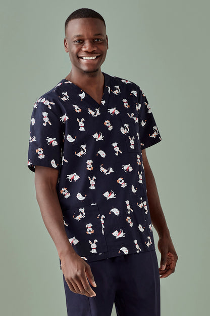 Biz Care Best Friends Men's Scrub Top - CST147MS