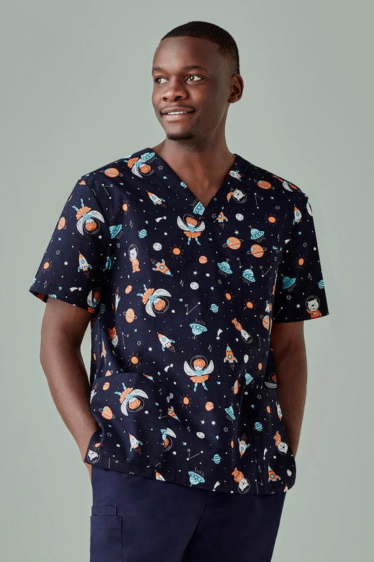 Space Party Mens Scrub Top - CST148MS