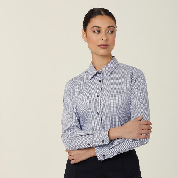 Womens Avignon Gingham Check Long Sleeve Slim Fit Shirt - CATUKS